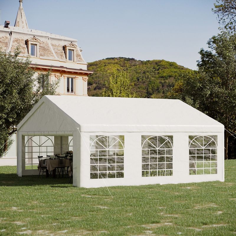 Outsunny 20' x 20' Heavy Duty Wedding Tent & Carport, Portable Garage with Removable Sidewalls, Large Outdoor Canopy with Windows for Events, White, 2 of 7