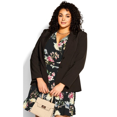 Women's plus size shop black suit jacket