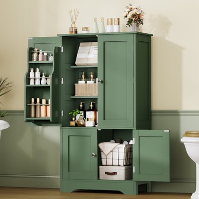 USIKEY Pantry Cabinet, Kitchen Pantry Storage Cabinet with Doors and Adjustable Shelves, Food Pantry for Kitchen, Dining Room, Living Room, White