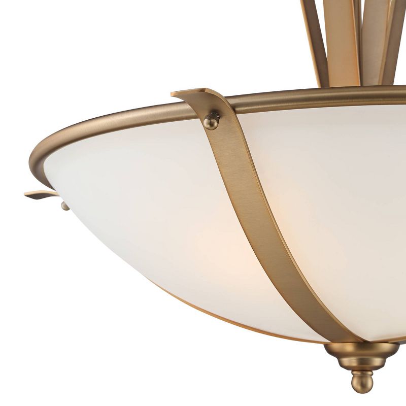 Stiffel Gold Pendant Chandelier 23 1/2" Wide Modern White Frosted Glass Bowl Shade 4-Light Fixture for Dining Room House Kitchen, 3 of 10