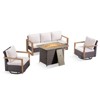 4 Pieces Patio Furniture Set with 41" Propane Fire Pit Table, Deep Seating Wicker Sofa Couch with Swivel Glider Chairs Set Patio Conversation Set - 3 of 4