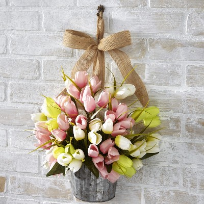 Lakeside Artificial Hanging Tulip Flowers Arrangement - Multiuse Floral Decoration