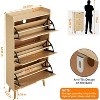3-Tier Shoe Cabinet with Drawers,Narrow Rattan Entryway Organizer, Space-Saving Shoe Bench for Hallway, Porch,Closet - 2 of 4