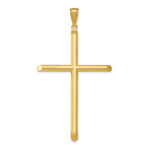 Black Bow Jewelry 14k Yellow Gold X-Large 4mm Hollow Tube Cross Pendant - 1 of 4
