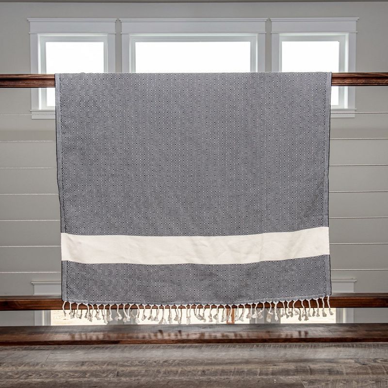 Deerlux 100% Cotton Bath Towel, 40" x 70" Diamond Peshtemal, 4 of 8