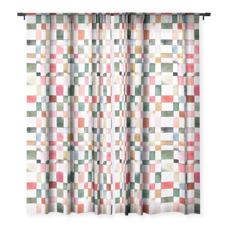 Ninola Design Watercolor Checker Yuletide Single Panel Sheer Window Curtain - Society6, 3 of 7