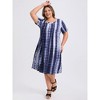 GRACE & GRANDEUR Women's Plus Size Tie Dye Round Neck Short Sleeve Button Decor A Line Dresses - image 2 of 3