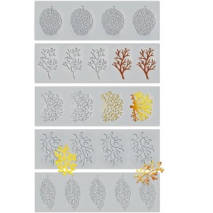 Aoibox 5PCS Leaf Silicone Molds for Baking, Fondant, Tuile, Hollow 3D Coral Branch Leaf Cake Moulds, Polymer Clay Mold for Resin, Sugar Craft, Dessert - 1 of 4
