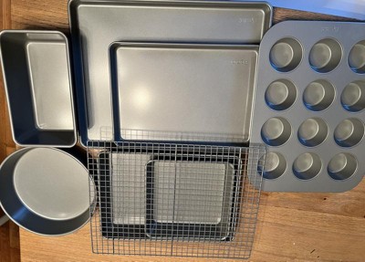 3pc Nonstick Baking Sheet Set Gray - Figmint™