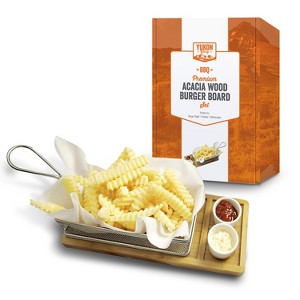 Yukon Glory Bamboo French Fry Basket Set, Includes Mesh French Fry Basket and 2 Ceramic Ramekins - 1 of 4