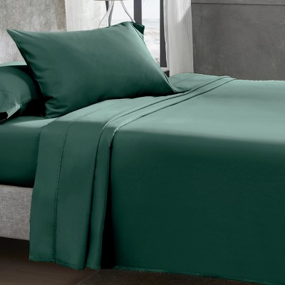 Hunter Green Twin Sheet Set - 100% Pure Cotton Sateen Weave, 400 Thread ...