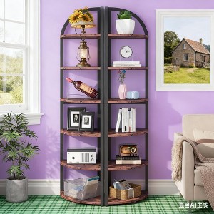 Gulches 6-Tier Corner Shelf, 71" Tall Corner Bookshelf for Small Space Storage - 1 of 2