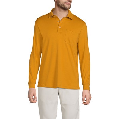 Lands' End Men's Long Sleeve Cotton Supima Polo Shirt with Pocket