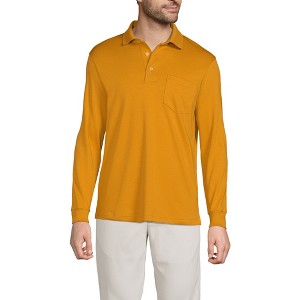 Lands' End Men's Long Sleeve Cotton Supima Polo Shirt with Pocket - 1 of 3