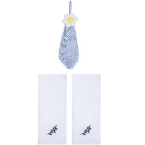 REGALWOVEN 3 Pcs Bathroom Home Decor Cotton Soft Absorbent Floral Hand Towel - 1 of 4