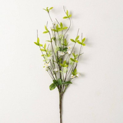 Sullivans Artificial Cream Blossom And Leaf Spray 32"H