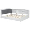 PDTEND Wood Full Size Platform Bed with Storage Headboard, Built-In Shelves & 2-Drawer - 2 of 4