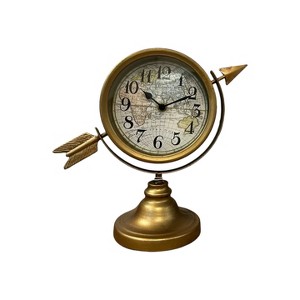 Slickblue Vintage Style Tabletop Clock, Decorative Mantel Timepiece, Classic Accent, 9.8"x4.7"x10" - 1 of 3