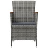 vidaXL Patio Dining Chairs - 2 pcs, Poly Rattan and Solid Acacia Wood Armrests, Comfortable Cushion, Easy Clean, Outdoor Garden/Patio Furniture, Gray - 3 of 4