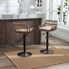Sapphtopaz Modern Rattan Bar Stools Set of 2 with Seat Upholstered Adjustable Height Counter Swivel Bar Stools with Footrest for Kitchen Island - 4 of 4