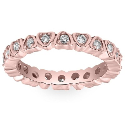 Pompeii3 1/2CT Diamond Heart Eternity Ring in White, Yellow, or Rose Gold