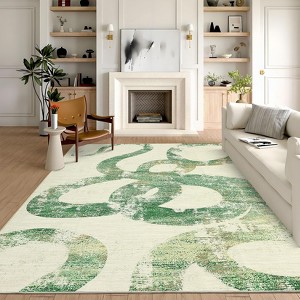 Modern Abstract Stripe Area Rugs for Living Room Ultra Soft Thin Low Pile Washable Carpet Indoor Non Slip Carpet Office Home Decor - 1 of 4