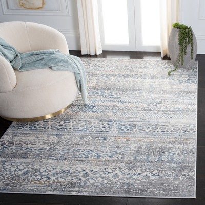 Ivory and Blue Reversible Flat Woven 8' x 10' Synthetic Rug