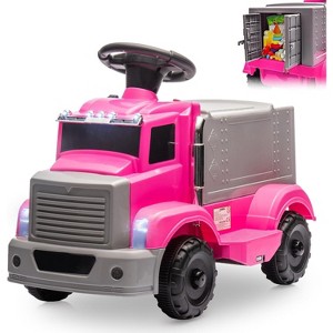 6V Ride on Truck, Kids Electric Car with Under Seat Storage, Music, 2 Headlights and 5 LED Lights - 1 of 4