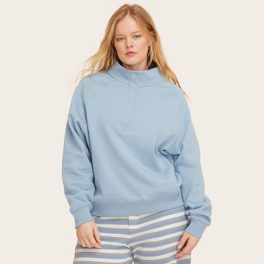 Women's Snap Mockneck Popover Sweatshirt - Parke x Target Light Blue XXS/XS