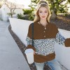Anna-Kaci Women's Leopard Print Pullover Sweatshirt with Long Sleeves and Ribbed Cuffs - 4 of 4