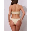 INSPIRE CHIC Women's Bandeau Drawstring Side Tie Ribbed Bikini Sets, Strapless Top Triangle Bottom Swimwear Bathing Suits 1 Set - 3 of 4