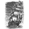 Boy's Design By Humans Caleuche Ghost Pirate Ship - Blackline By RobertoJL T-Shirt - 2 of 3