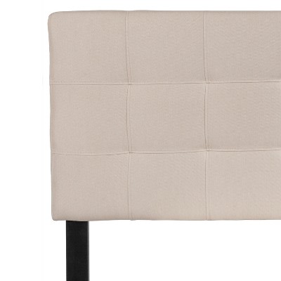Beige Fabric Tufted Full Headboard with Diamond Stitch Design