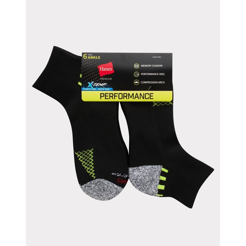 Hanes Premium Men's Performance Filament Ankle Socks 6pk - 6-12, 3 of 4