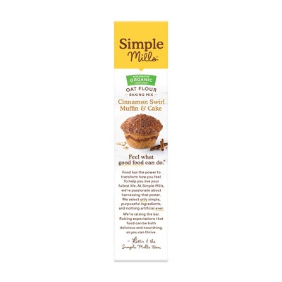 Simple Mills Organic Gluten Free Oat Flour Cinnamon Swirl Muffin and Cake Baking Mix - 11.2oz