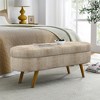 XINGHANZHENXUAN Oval Storage Ottoman Bench, Upholstered Footrest with Rubber Wood Legs & Hidden Storage Compartment - 3 of 4