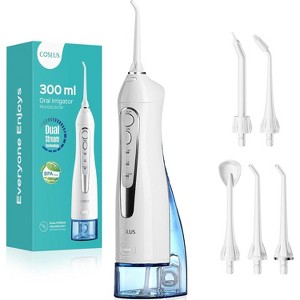 COSLUS Water Dental Flosser Teeth Pick: Portable Cordless Oral Irrigator 300ML Rechargeable Travel Irrigation Cleaner Electric Flossing Machine - 1 of 4