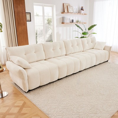 Modern 4 Seater Sofa with Solid Wood Frame and Premium Chenille,Upholstered Sofa with High Resilience Cushions,Living Room or Office Lounge Sofa-Koiai