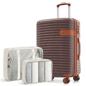 Lyngins 4-Piece Luggage Set– 16"+20" Carry on Luggage, 24"&28" Expandable Spinner Suitcases with 360° Silent Wheels, 4 Packing Boxes,Telescopic Handle - 1 of 4
