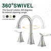 8" Widespread Bathroom Sink Faucet Brushed Nickel Lavatory Faucet 360° Swivel Spout Vanity Basin  with Pop Up Drain Assembly and Water Supply Hoses - 4 of 4