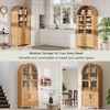 ORRD 71” Arched Farmhouse Pantry Cabinet, Kitchen Storage with Glass Door & Hidden Drawer, Adjustable Shelves – Natural Finish - 4 of 4