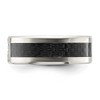 Chisel Stainless Steel Polished with Black Carbon Fiber Inlay Cubic Zirconia Cross 8mm Band Ring - 4 of 4