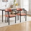 Modern Dining Room Chairs Set of 2, Upholstery Side Arm Chairs with Black Metal Legs for Kitchen, Dining Room, or Living Areas-Panipeachy - 2 of 4