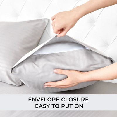 King Gray and Silver Striped Microfiber Sheet Set