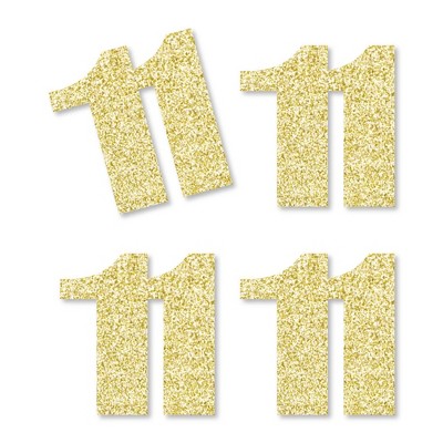 Big Dot of Happiness Gold Glitter 11 - No-Mess Real Gold Glitter Cut-Out Numbers - 11th Birthday Party Confetti - Set of 24