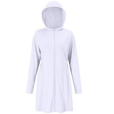 Women's UPF 50+ Sun Protection Beach Cover Up Long Zip Up Hoodie Lightweiht Long Sleeve Sun Shirt for Women with Thumb Hole
