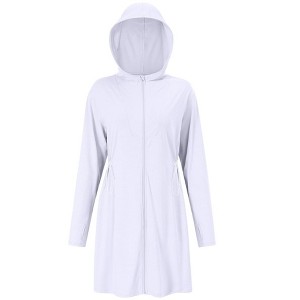 Women's UPF 50+ Sun Protection Beach Cover Up Long Zip Up Hoodie Lightweiht Long Sleeve Sun Shirt for Women with Thumb Hole - 1 of 4