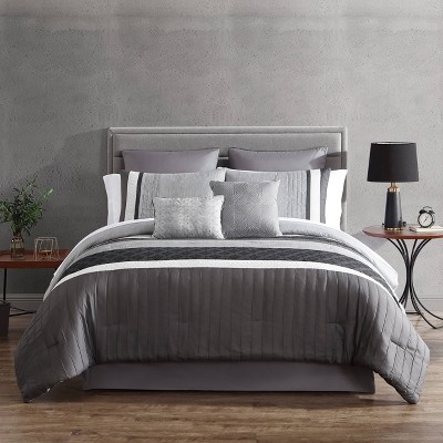 Hallmart Collectibles 8pc Queen Rossi Comforter Set Gray