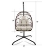 Gulches Indoor Outdoor Wicker Rattan Swing Egg Chair with Stand, C-Type Bracket, Cushion, Pillow & Removable Guardrail Cup Holder - 2 of 4