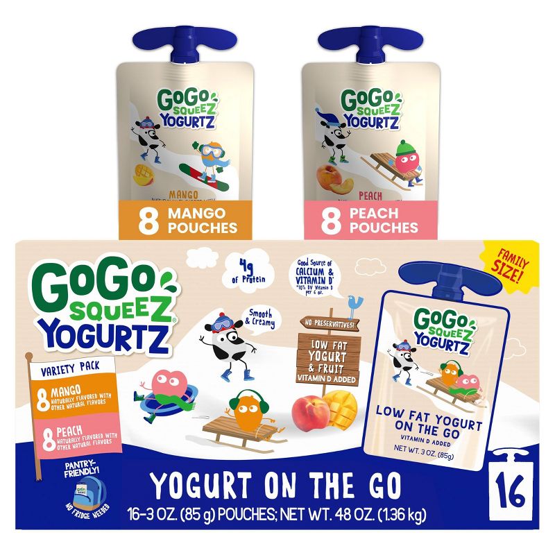 GoGo squeeZ Kids YogurtZ Mango/Peach - 16ct/48oz, 1 of 10